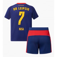 Stroje piłkarskie RB Leipzig Antonio Nusa #7 Koszulka Wyjazdowej dla dzieci 2025-26 Krótki Rękaw (+ szorty)